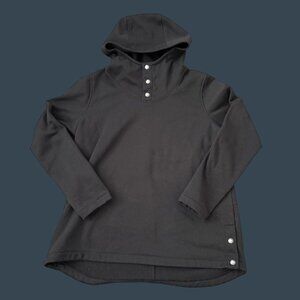 The North Face Womens Black Hooded Pullover Sweatshirt With Button Collar Size X